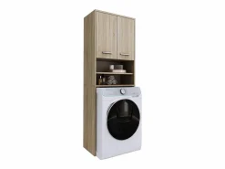 Mueble para lavadora, 2 armarios, 180 x 64 x 30 cm, Roble Sonoma Marru00f3n New