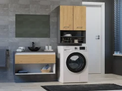 Mueble Para Lavadora|Mueble para lavadora, 30 x 64 x 90 cm, Antracita / Roble Artesano