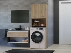 Mueble Para Lavadora|Mueble para lavadora, 30 x 64 x 180 cm, roble Sonoma