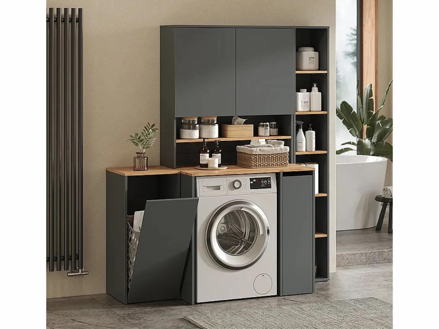 Vicco Mueble Para Lavadora|Mueble para lavadora antracita/roble dorado 93.6x60.3x88.2 viktor