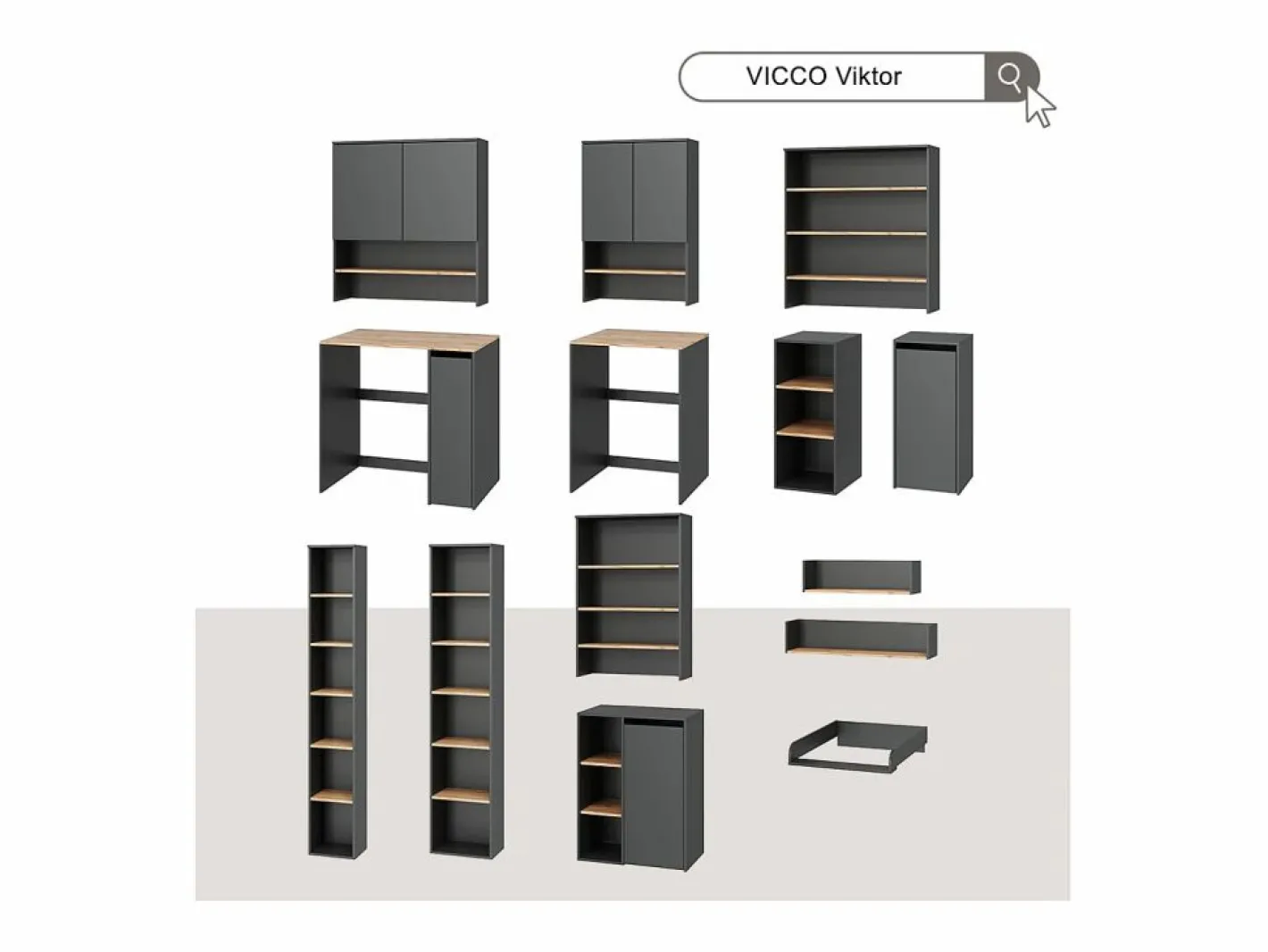 Vicco Mueble Para Lavadora|Mueble para lavadora antracita/roble dorado 93.6x60.3x88.2 viktor