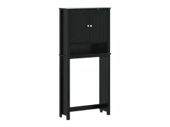 vidaxl Mueble para lavadora BERG madera maciza 76x27x164,5 cm Negro