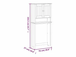vidaxl Mueble para lavadora BERG madera maciza 76x27x164,5 cm Negro
