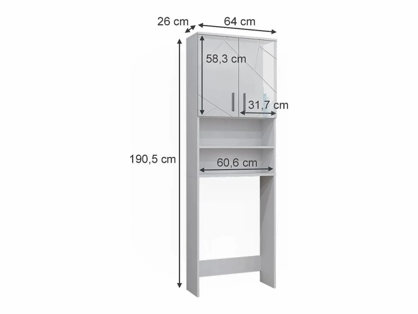 Vicco Mueble para lavadora alto brillo 64x26x190.5 irma Blanco Online