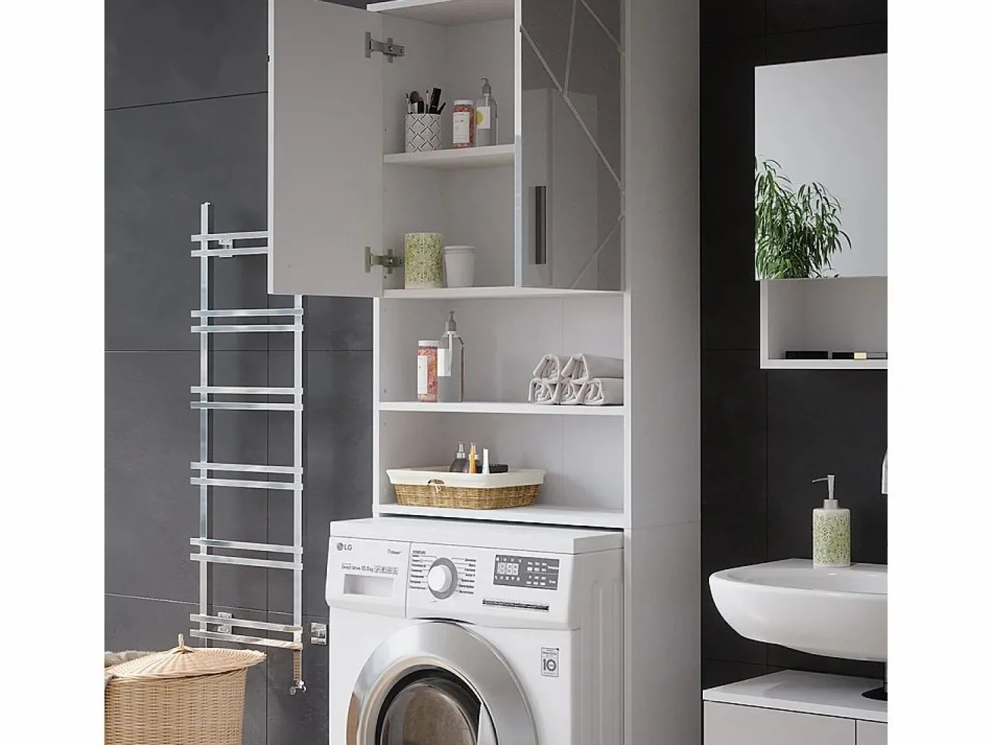 Vicco Mueble para lavadora alto brillo 64x26x190.5 irma Blanco Online
