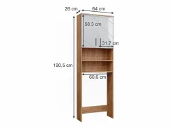 Vicco Mueble Para Lavadora|Mueble para lavadora blanco brillo intenso/roble dorado 64x26x190.5 irma