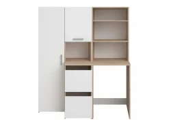 Vente-unique Mueble Para Lavadora|Columna De Baño|Mueble para lavadora con almacenamiento - Natural claro y blanco - L156 x Alt. 184 cm - ERKANO