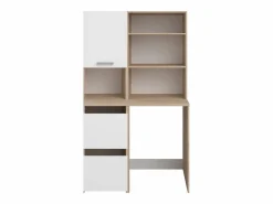 Vente-unique Mueble para lavadora con almacenamiento - Natural claro y blanco - L111,8 x Alt. 184 cm - ERKANO Color natural claro / Blanco Sale