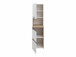 Vente-unique Mueble para lavadora con almacenamiento - Natural claro y blanco - L111,8 x Alt. 184 cm - ERKANO Color natural claro / Blanco Sale