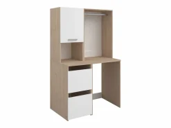 Mueble para lavadora, perchero y estante, natural claro & blanco, L111 x Alt. 184 cm, ERKANO^Vente-unique Clearance