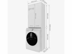 Mueble para lavadora, roble Sonoma, blanco mate, 31 x 64 x 180 cm^ Clearance