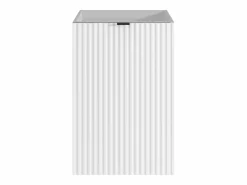 Vente-unique Mueble para lavamanos estriado con puerta reversible - H60 x L40 x P22 - VAHIRA Blanco Outlet