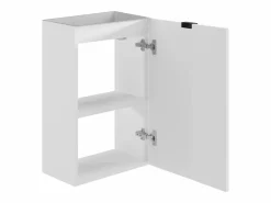 Vente-unique Mueble para lavamanos estriado con puerta reversible - H60 x L40 x P22 - VAHIRA Blanco Outlet