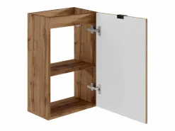 Vente-unique Mueble De Aseo|Mueble para lavamanos estriado con puerta reversible natural claro - H60 x L40 x P22 - VAHIRA