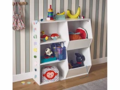 Sweeek Mueble para niños, 3 estantes y 2 espacios de almacenamiento Blanco Sale