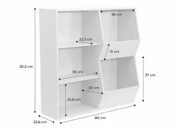 Sweeek Mueble para niños, 3 estantes y 2 espacios de almacenamiento Blanco Sale