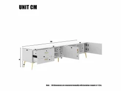 Mueble para TV con 2 puertas, 2 cajones y 2 nichos - MDF - patas de metal -^Merax Online