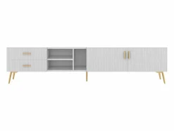 Mueble para TV con 2 puertas, 2 cajones y 2 nichos - MDF - patas de metal -^Merax Online