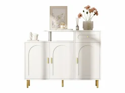 ModernLuxe Mueble para zapatos 120 x 35 x 92 cm - 1 cajón + 3 puertas - patas de metal - Blanco Hot