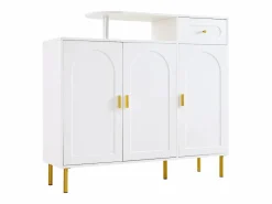 ModernLuxe Mueble para zapatos 120 x 35 x 92 cm - 1 cajón + 3 puertas - patas de metal - Blanco Hot