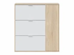 Calicosy Mueble para zapatos de 3 abatibles y 1 puerta, 30 pares - L106 cm Beige / Blanco Discount