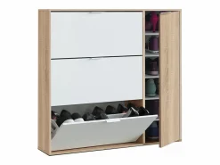 Calicosy Mueble para zapatos de 3 abatibles y 1 puerta, 30 pares - L106 cm Beige / Blanco Discount