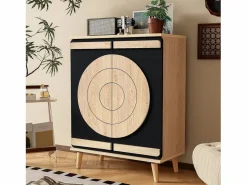 ModernLuxe Zapatero|Mueble De Almacenaje|Mueble para zapatos moderno 76x37x98,5 cm - con 2 puertas - Almacenamiento multinivel - Patas de madera - Negro y natural