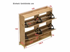 Mueble para zapatos moderno - con puertas de ratán - 4 puertas - estructura metálica - color natural^ModernLuxe Online