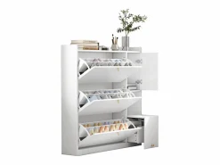 ModernLuxe Mueble para zapatos multifuncional 119x24x122 cm - con 3 cajones plegables - con banco plegable - con una puerta - Blanco Online