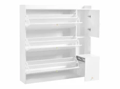 ModernLuxe Mueble para zapatos multifuncional 119x24x122 cm - con 3 cajones plegables - con banco plegable - con una puerta - Blanco Online