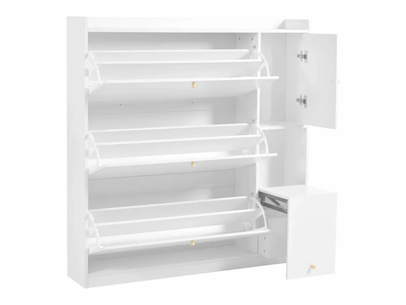 ModernLuxe Mueble para zapatos multifuncional 119x24x122 cm - con 3 cajones plegables - con banco plegable - con una puerta - Blanco Online