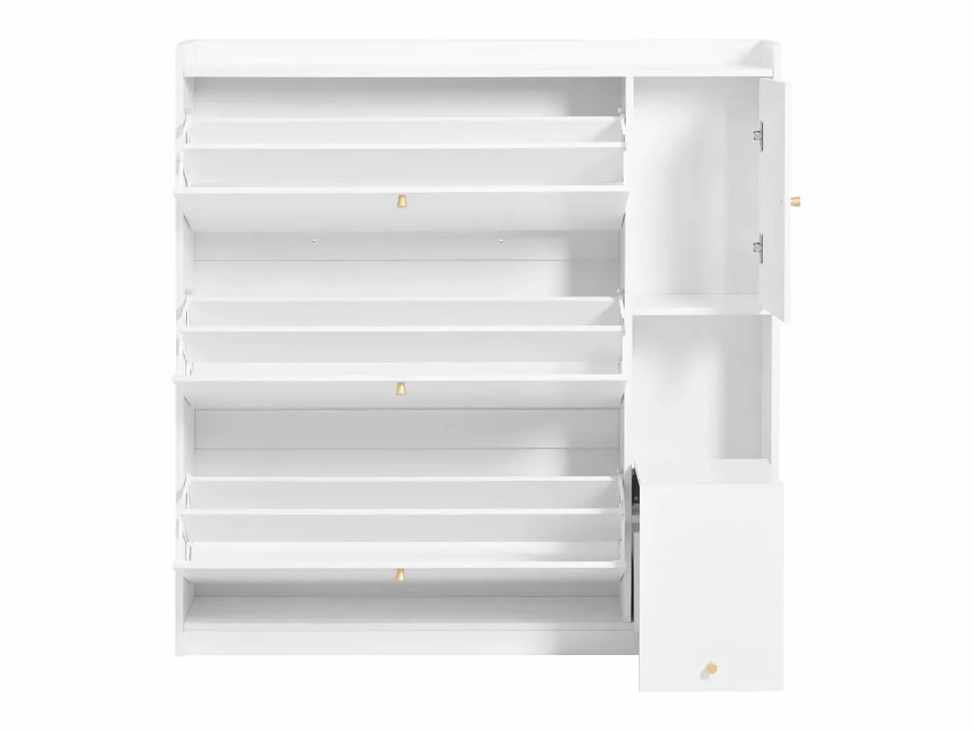 ModernLuxe Mueble para zapatos multifuncional 119x24x122 cm - con 3 cajones plegables - con banco plegable - con una puerta - Blanco Online
