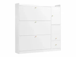 ModernLuxe Mueble para zapatos multifuncional 119x24x122 cm - con 3 cajones plegables - con banco plegable - con una puerta - Blanco Online