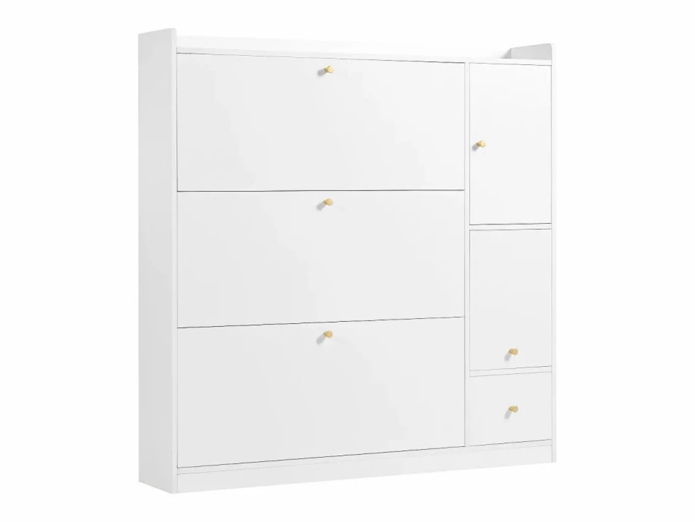ModernLuxe Mueble para zapatos multifuncional 119x24x122 cm - con 3 cajones plegables - con banco plegable - con una puerta - Blanco Online