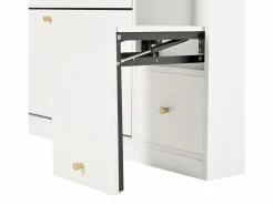 ModernLuxe Mueble para zapatos multifuncional 119x24x122 cm - con 3 cajones plegables - con banco plegable - con una puerta - Blanco Online