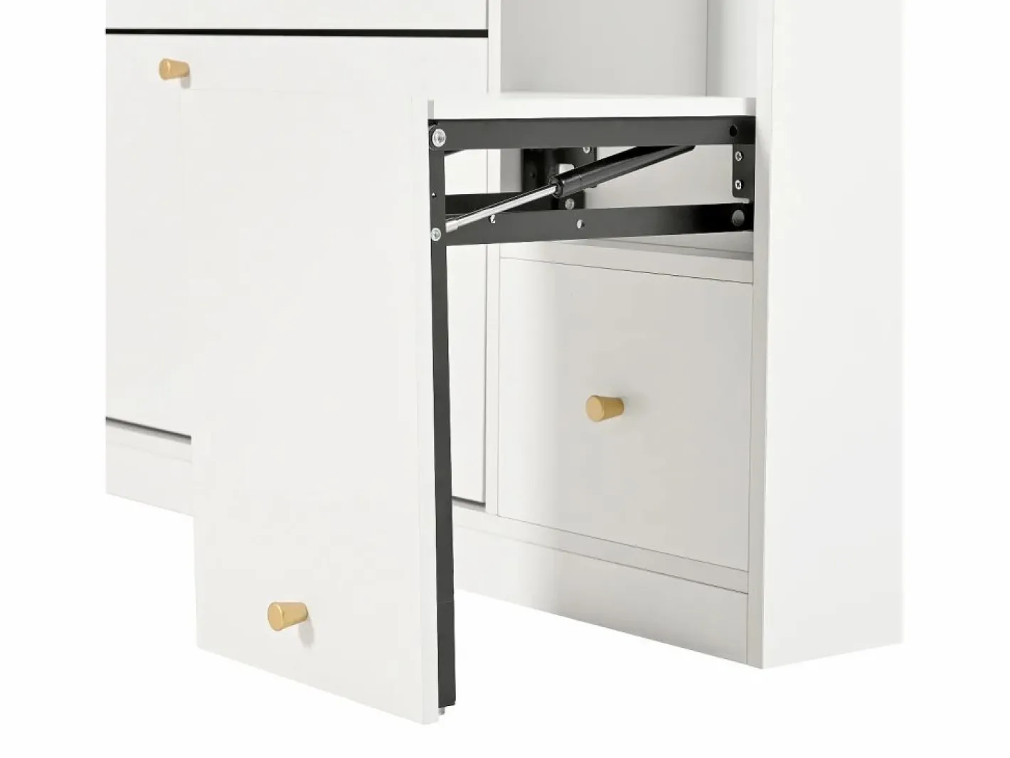 ModernLuxe Mueble para zapatos multifuncional 119x24x122 cm - con 3 cajones plegables - con banco plegable - con una puerta - Blanco Online