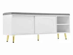 ModernLuxe Banco Y Pie De Cama|Banco Y Pie De Cama|Mueble para zapatos 121x35x49cm - con cojín - puertas correderas y estantes abiertos -