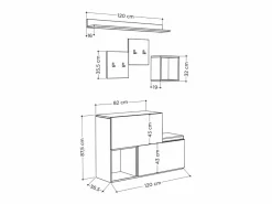 Concept-Usine Mueble recibidor con perchero, almacenaje y espejo MESTY Blanco Outlet
