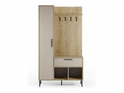 duehome Armario De Entrada|Mueble recibidor con perchero Vesta Roble Beige