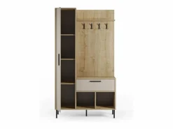 duehome Armario De Entrada|Mueble recibidor con perchero Vesta Roble Beige