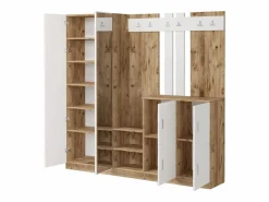 Concept-Usine Armario De Entrada|Mueble recibidor madera y blanco con espejo ANKA