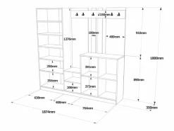 Concept-Usine Armario De Entrada|Mueble recibidor madera y blanco con espejo ANKA