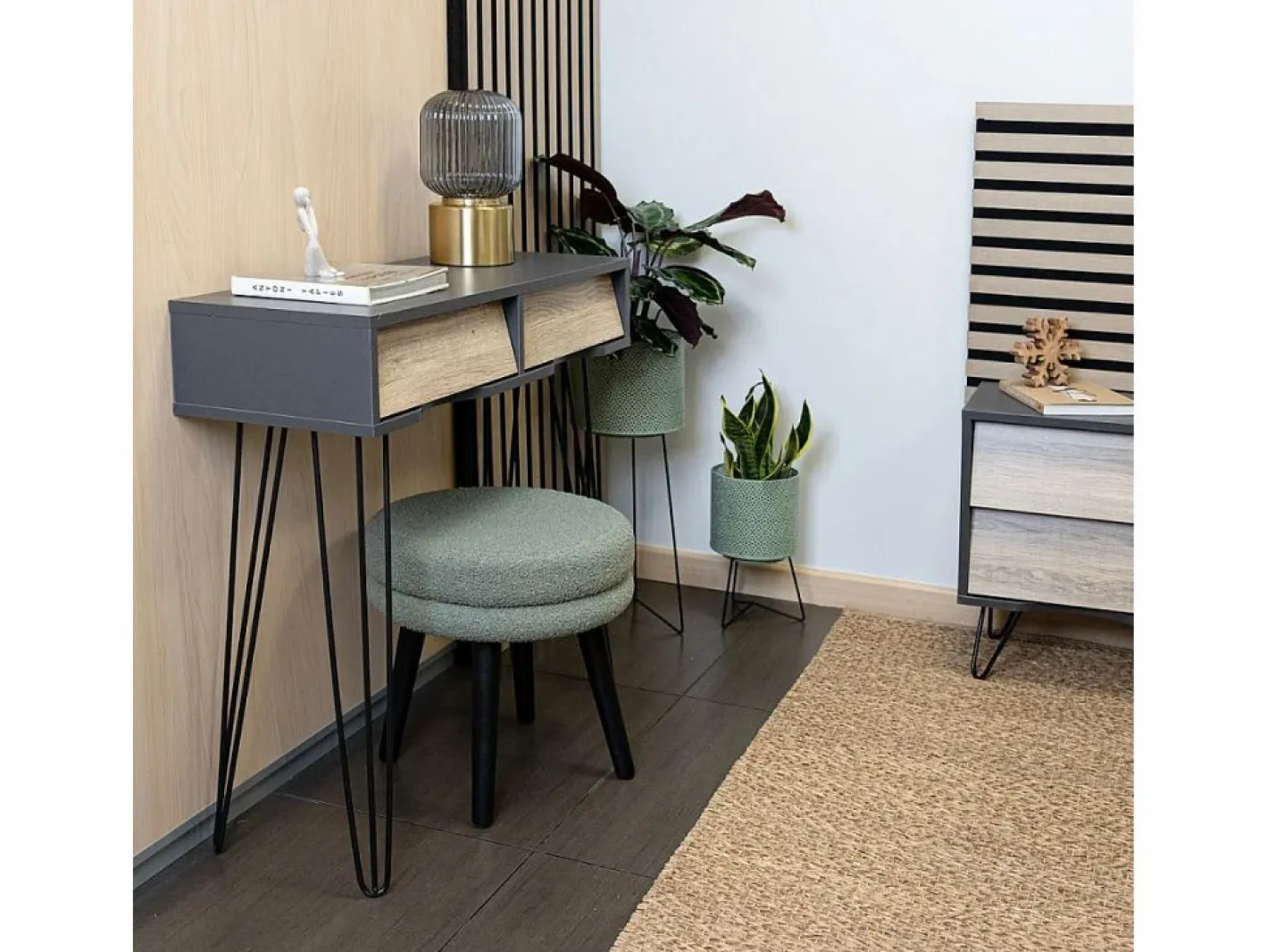 Consola|Mueble recibidor MOA Vinthera 2 cajones /natural 76x80x30 cm