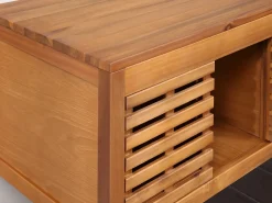 Vente-unique Mueble simple lavabo de madera de acacia - Mueble de baño - 90 cm - PENEBEL Color natural oscuro New