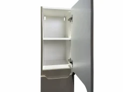 Vente-unique Mueble simple lavabo suspendido gris arenoso con columna, 80 cm, STEFANIE Topo Discount