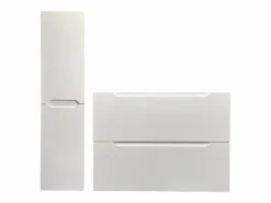 Vente-unique Mueble simple lavabo suspendido con columna, 80 cm, STEFANIE Blanco Discount
