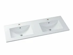 Vente-unique Mueble De Baño Con Doble Lavabo|Mueble suspendido antracita con lavabo encastrable para el cuarto de baño, 120 cm, YANGRA