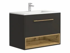 Mueble suspendido antracita con lavabo encastrable para el cuarto de baño, 80 cm, YANGRA^Vente-unique Sale
