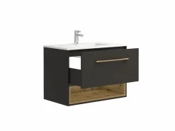 Mueble suspendido antracita con lavabo encastrable para el cuarto de baño, 80 cm, YANGRA^Vente-unique Sale