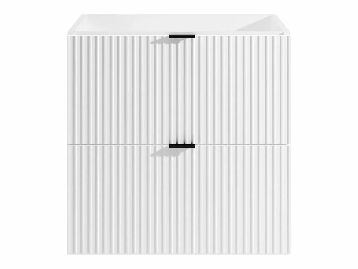 Vente-unique Mueble suspendido bajo lavabo estriado, color mate, An60 cm, ZEVINI Blanco Hot